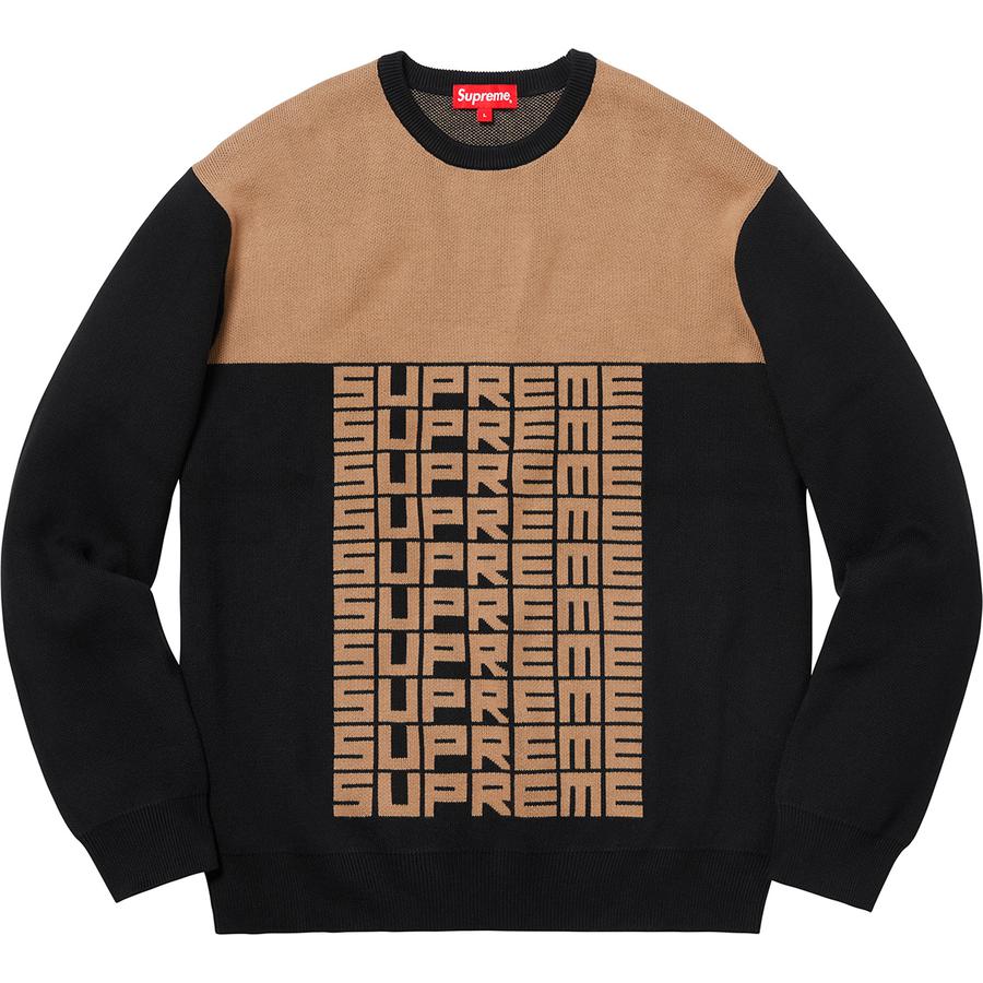 Supreme Logo Repeat Sweater Black Biege - Novelship